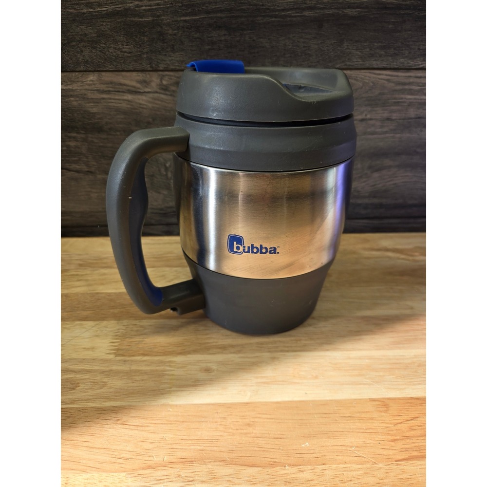 Bubba 52oz Insulated Travel Mug Stainless Steel Grey Blue Lid Thermal Cup